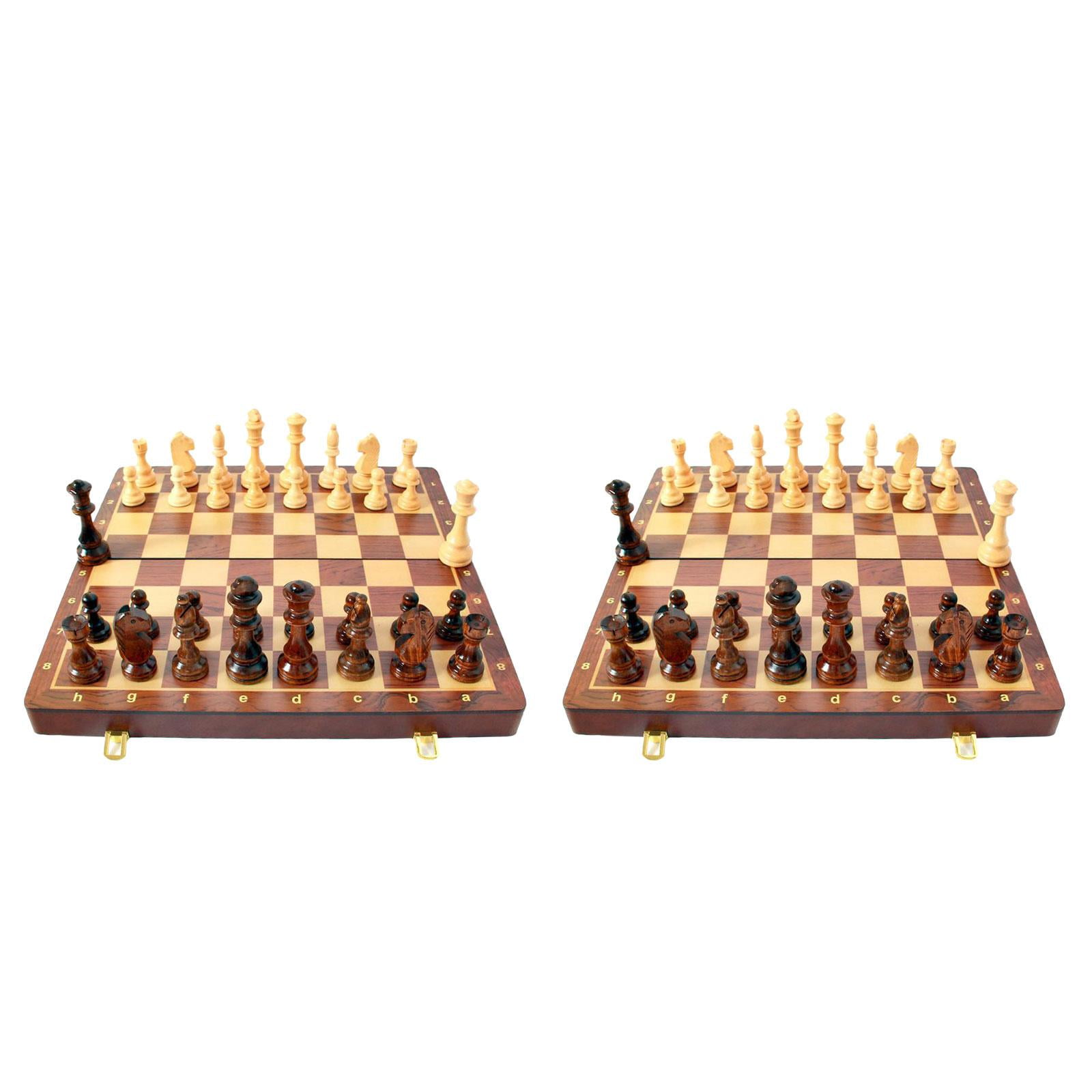 LeeQinersw Professional 18" Tournament Vintage Wooden Chess Set Folding Chessboard Wood