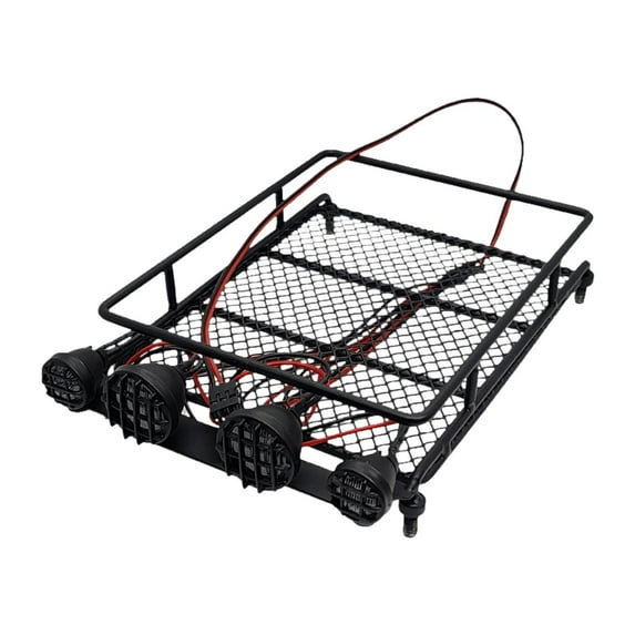 LeeQinersw RC Metal Roof Rack with Lights Luggage Rack for 1/10 1/12 RC Car RC Vehicles