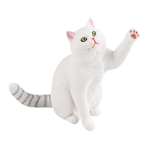 LeeQinersw Realistic Cat Animal Figure Model, Cake Toppers Decoration, Miniature Cat Animal White