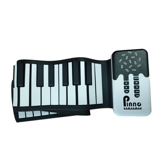 LeeQinersw Roll up Piano Roll Out Electronic Piano Keyboard Rechargeable Lightweight Sturdy black white keys