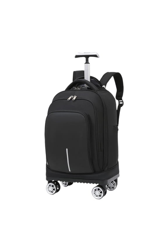 Rolling Backpack Stowable Straps Suitcase Bag for Travel Camping Business Black
