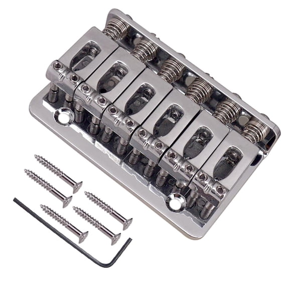 LeeQinersw Set of 65mm 6 Saddle Strings Electric Guitar Bridge with Screw Wrench Silver