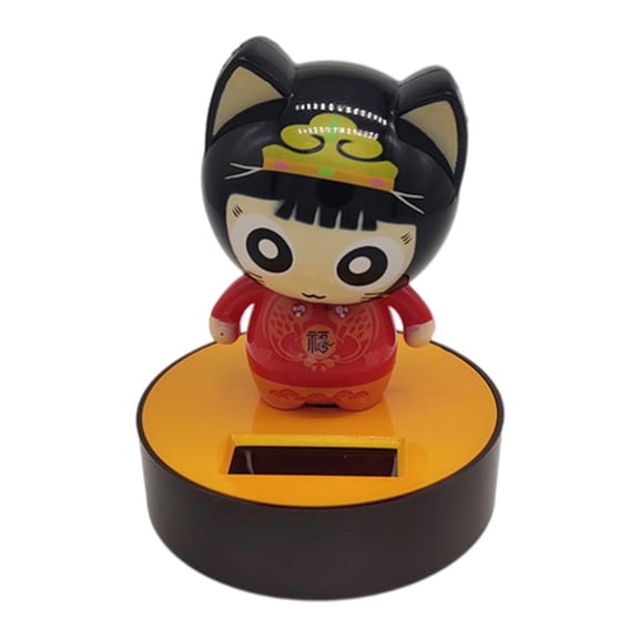 LeeQinersw Solar Powered Daning Figure Swing Doll Bobble Head Home Windowsill Deor white
