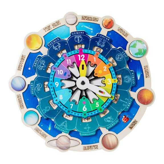 LeeQinersw Solar System Puzzles Educational Learning Gifts Constellation Clock Wooden Space