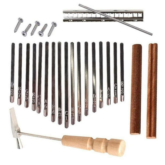 LeeQinersw Steel Replacement Keys For 17 Keys Kalimba DIY Keys+Bridge+Tuning Hammer Kit Thumb Piano Accessories