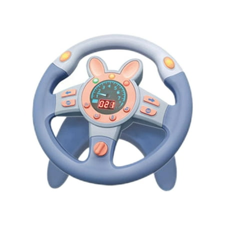 LeeQinersw Steering Wheel Toys, 360 degreeComprehensive Pretend Driving Toy Interactive Driving Blue Round