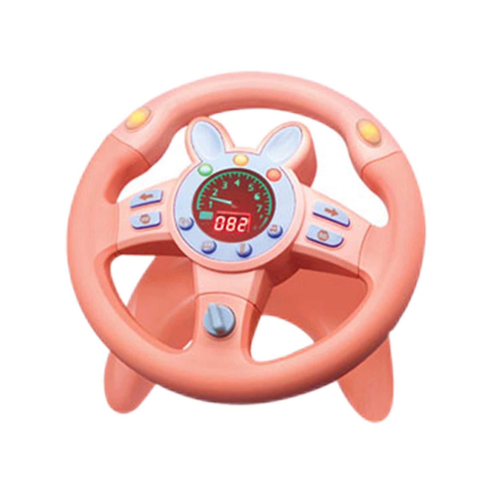 LeeQinersw Steering Wheel Toys, 360 degreeComprehensive Pretend Driving Toy Interactive Driving Pink Round