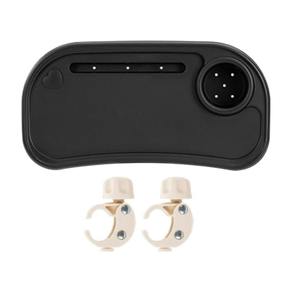 LeeQinersw Universal Stroller Snack Tray Stroller Tray Attachment Easy to Install Non Slip Partition Storage Detachable with Cups Holder Black