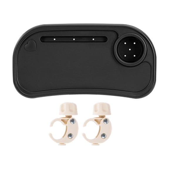 LeeQinersw Universal Stroller Snack Tray Stroller Tray Attachment Easy to Install Non Slip Partition Storage Detachable with Cups Holder Black