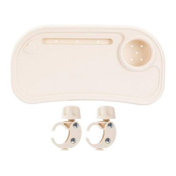 LeeQinersw Universal Stroller Snack Tray Stroller Tray Attachment Easy to Install Non Slip Partition Storage Detachable with Cups Holder White