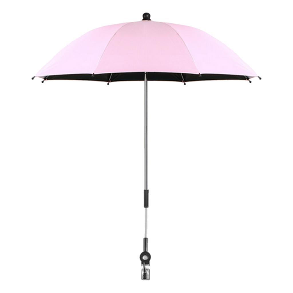 LeeQinersw Universal Stroller Umbrella with UV , Baby Stroller Parasol 85cm/33.5in with Umbrella Clip, 36 Degree Adjustable for Beach Chairs , Pink