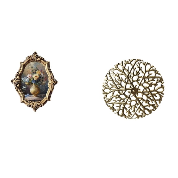 LeeQinersw Vintage Resin Metal Wall Art Frame Sculpture Rustic Scenic Picture Holder 3D Hanging Plaque Decoration for Office Bedroom Gallery