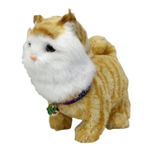 LeeQinersw Walking Cat Toy Educational Soft Lively Realistic Interactive Electronic Pet yellow