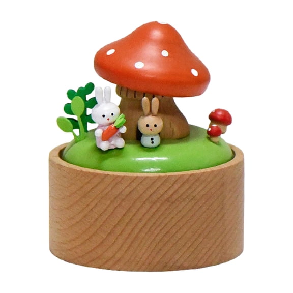 LeeQinersw Wind up Musical Box Ornaments Sensory Development Valentines Tabletop Ornament Mushroom bunny