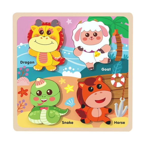 LeeQinersw Wooden Animal Jigsaw Puzzles, 4 Animal Learning Activities, Wooden Puzzle Board, Sheep