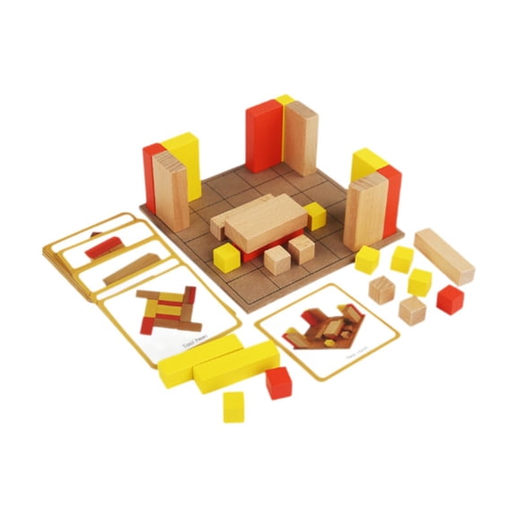LeeQinersw Wooden Building Blocks Montessori Educational Shape Learning Interactive Sensory