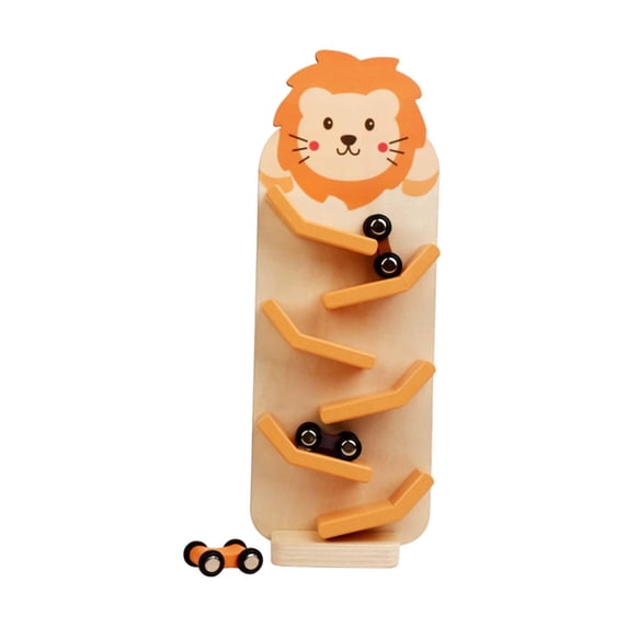 LeeQinersw Wooden Car Ramp Toy Zig Car Slide for Kindergarten 1 Year Old Boys Girls Lion pattern