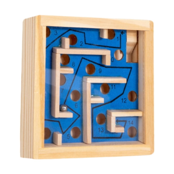 LeeQinersw Wooden Labyrinth Board Game Activity Board Develop Fine Motor Skills Educational Blue