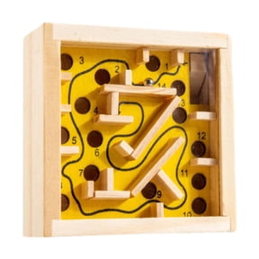 LeeQinersw Wooden Labyrinth Board Game Activity Board Develop Fine Motor Skills Educational Yellow