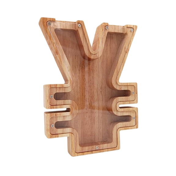 LeeQinersw Wooden Money Saving Boxy Rmb Symbol Decorative Practical Gifts with Transparent