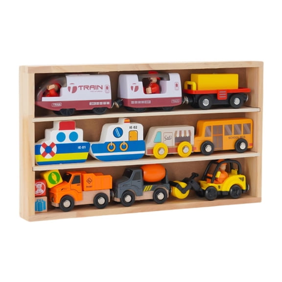 LeeQinersw Wooden Train Set Montessori Early Learning Fine Motor Skills Storage Case Skill Style A
