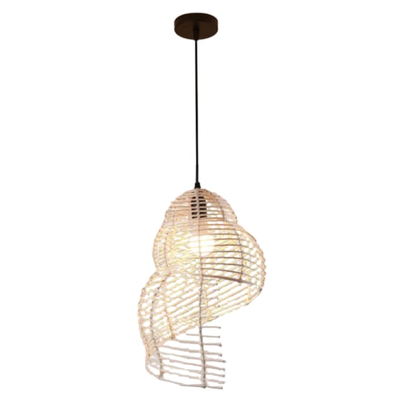LeeQinersw Woven Bamboo Pendant Lighting Fixture, Aesthetic Hand-made Pendant LED Light for Conch