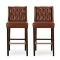 thumbnail image 1 of Leeandre Contemporary Wingback Barstools, Set of 2, Cognac Brown and Espresso, 1 of 8