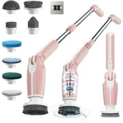 Leebein Electric Spin Scrubber,Cordless Cleaning Brush with Extendable Handle and 8 Replaceable Brush Heads,Power Shower Scrubber for Bathroom,Kitchen,Tile,Floor,Blue