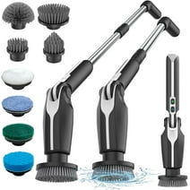 Leebein Electric Spin Scrubber, 2024 Upgraded Electric Scrubber for Cleaning, Spin Scrubber with Long Handle & 8 Replaceable Brush Heads,for Bathroom, Floor(Black)