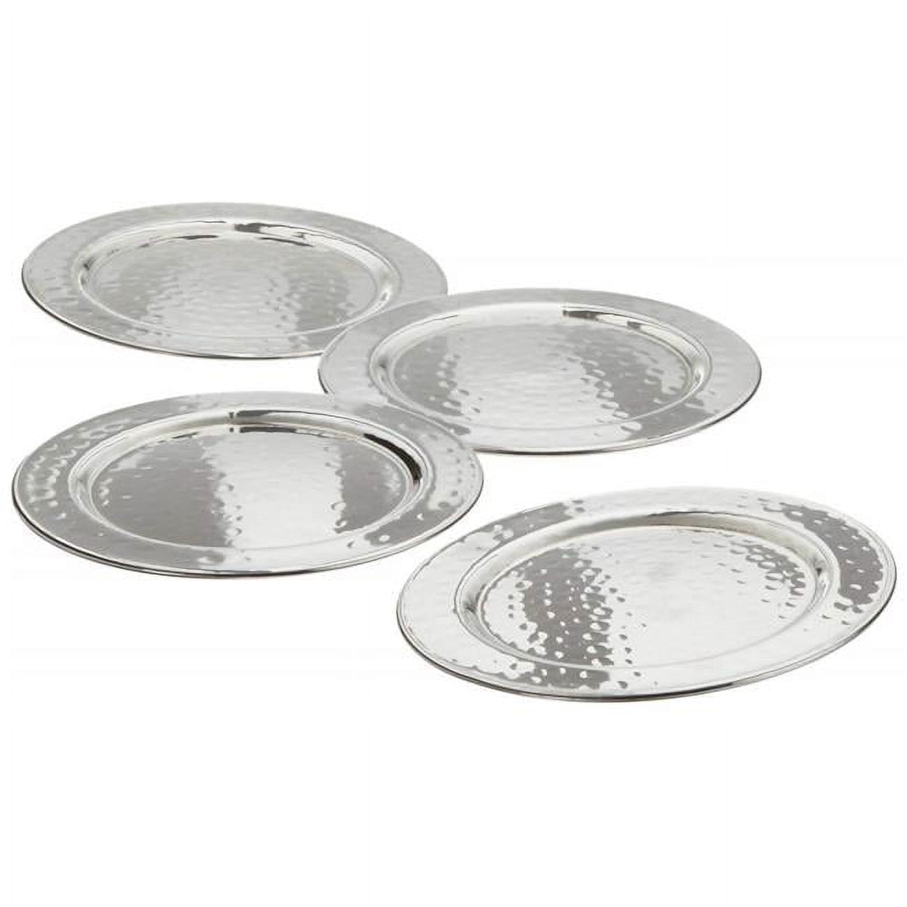 Elegance 4-Inch Hammered Stainless Steel Round Coaster Set
