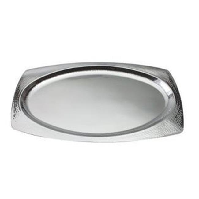 22" Silver Hammered Stainless Steel Oval Serving Tray