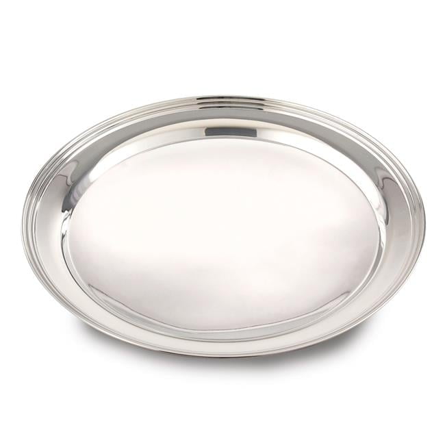 Classic Round Stainless Steel Serving Tray, 14.5"