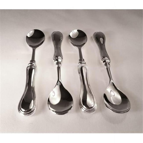 Leeber 86002 Elegance Silver Plate Rim Spoons, 5.25 in. - Set of 4