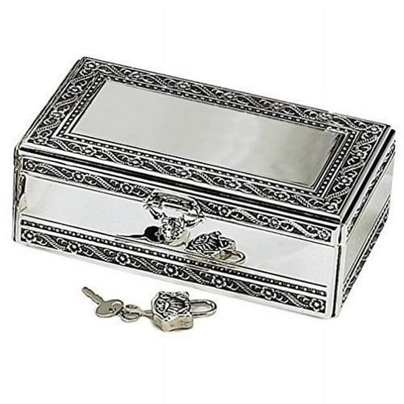 Leeber 86898 Elegance Silver Antique Silver Jewelry Box With Jeweled Lock