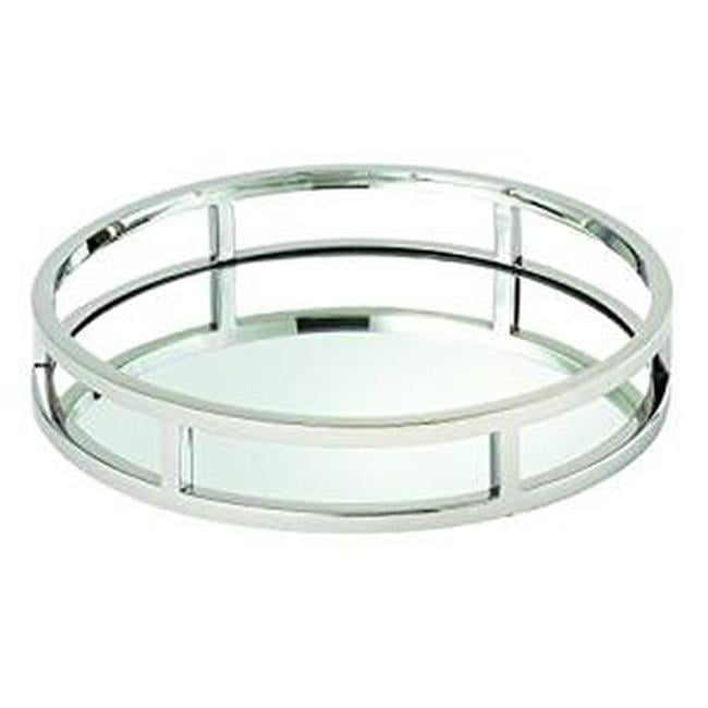 10.75" Round Mirrored Stainless Steel Decorative Tray