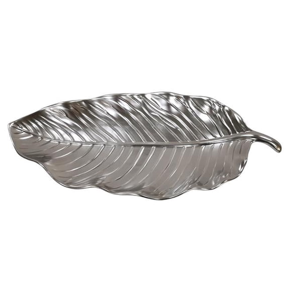 Leeber Limited 69313 Botanic Collection Titanium Porcelain Matt Silver Leaf Sering Tray 17'