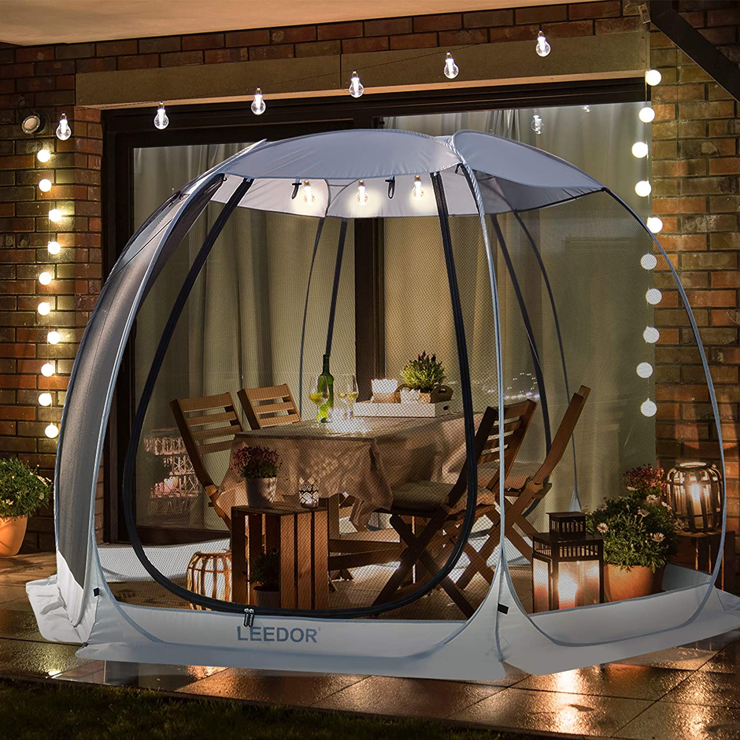 Leedor Gazebos for Patios Screen House Room 4-6 Person Canopy Mosquito Net Camping Tent Dining Pop Up Sun Shade Shelter Mesh Walls Not Waterproof Gray,10'x10' - image 1 of 7