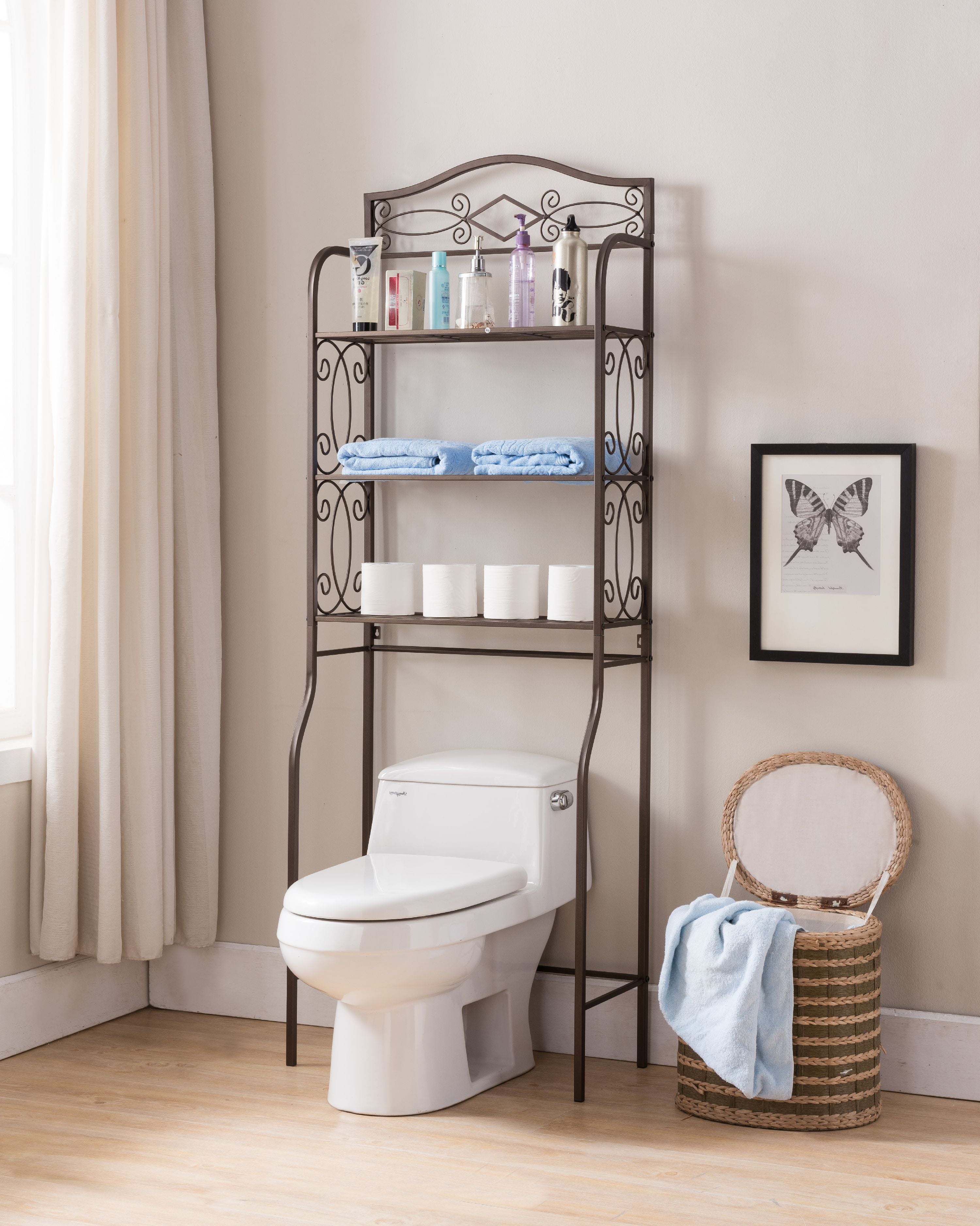 Exeter 3 Tier Over The Toilet Bathroom Storage Spacesaver, Copper