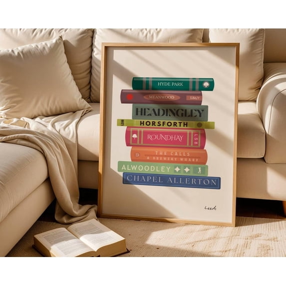 Leeds Areas Book Stack Wall Art Print, Headingley Chapel Allerton ...