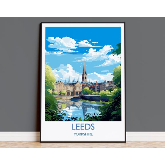 Leeds Print Travel Wall Art, Travel Poster of Leeds, Leeds Art Print, Yorkshire Wall Print, Yorkshire Gift, Leeds Artwork, 8x12 UNFRAMED