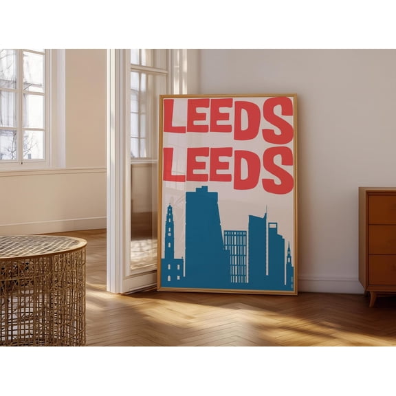 Leeds UK Cityscape Art Retro Minimalist United Kingdom Travel Decoration Unframed Paper Print