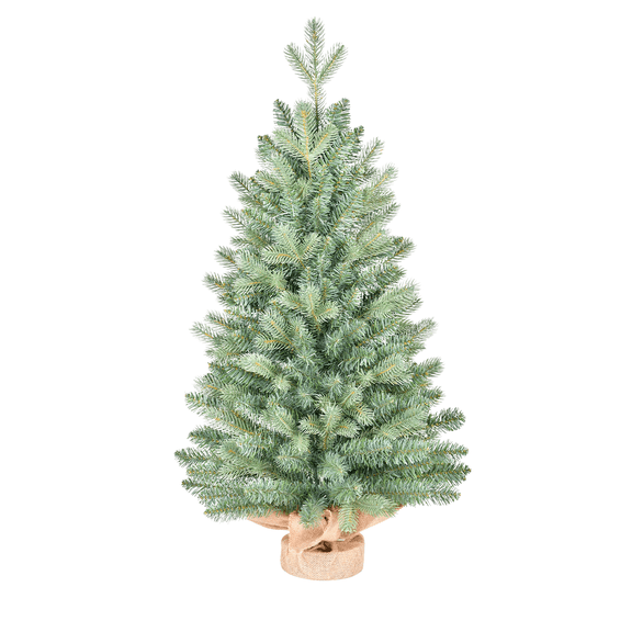 Leeheeyee 2.5ft Unlit Fir Tabletop Christmas Tree, 188 Lush PE/PVC Tips, Burlap Base, Rustic Farmhouse Mantel & Shelf Holiday Decor
