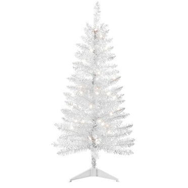 Leeheeyee 4FT White Small Christmas Tree with Lights, Artificial Xmas Trees for Home Office