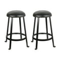 thumbnail image 1 of Leejay 24 inch Bar Stools,Black Faux Leather Round Stool for Kicthen Dining Room,Set of 2, 1 of 5