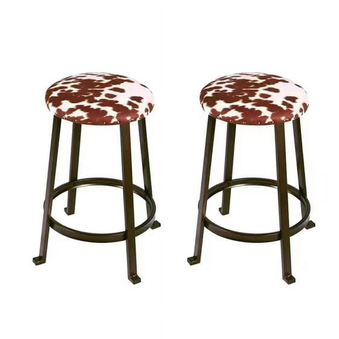 Leejay 24 inch Brown Cow Print Bar Stools for Kicthen Dining Room,Set