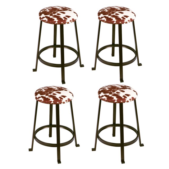 Leejay 24 inch Brown Cow Print Bar Stools for Kicthen Dining Room,Set