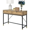 Leejay 44inch Rattan Console Table, 2 Drawer, Black Metal, Entry Sofa ...