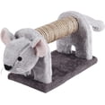 thumbnail image 1 of Leejay 7 Inch Plush Faux Fur Cat Scratching Post with Natural Sisal Rope - Grey Mouse, 1 of 5