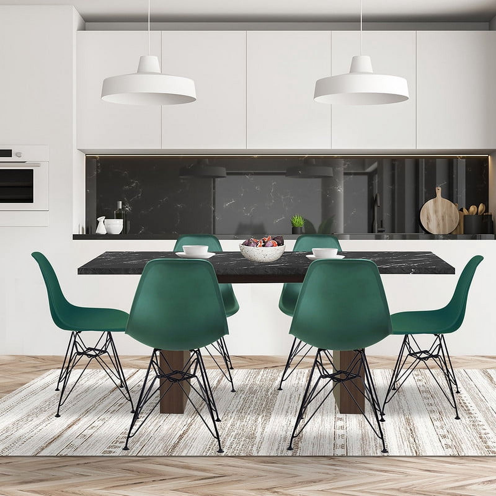 Leejay 7 Piece Kitchen Table Set,Rectangular Wood Dining Table and Dark ...