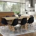 thumbnail image 1 of Leejay 9 Piece Kitchen Table Set,Rectangle Dining Table and 8 Pack Black Plastic Dining Chairs,Mix Oak, 1 of 5